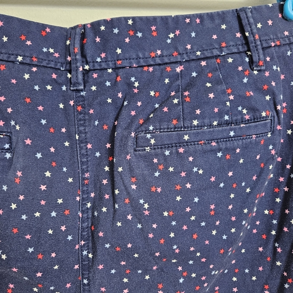 Talbots Women's Relaxed Chino Shorts Navy Mini Stars Size 14 - Picture 10 of 11